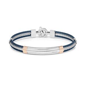 BARAKA Men's BR312811ROAC210002 Rose Gold Blue PVD White Diamonds Bracelet